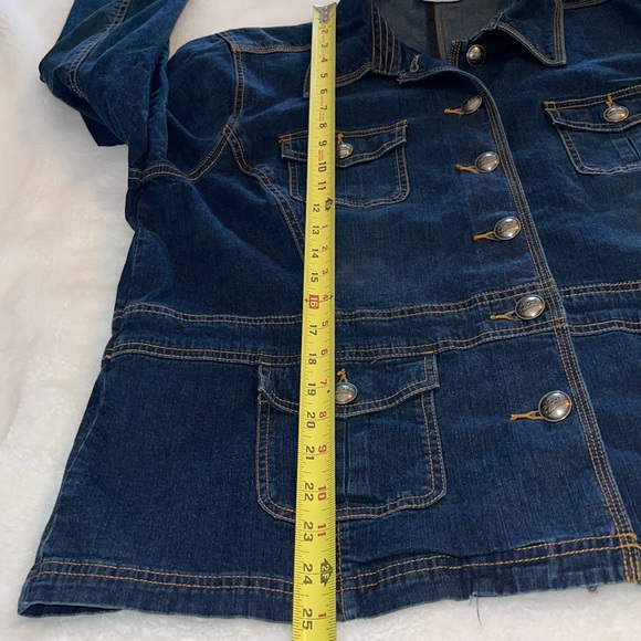 Chicos Platinum Women’s Dark Denim 4-Pocket Stretch Jacket Size 3 - Picture 7 of 11
